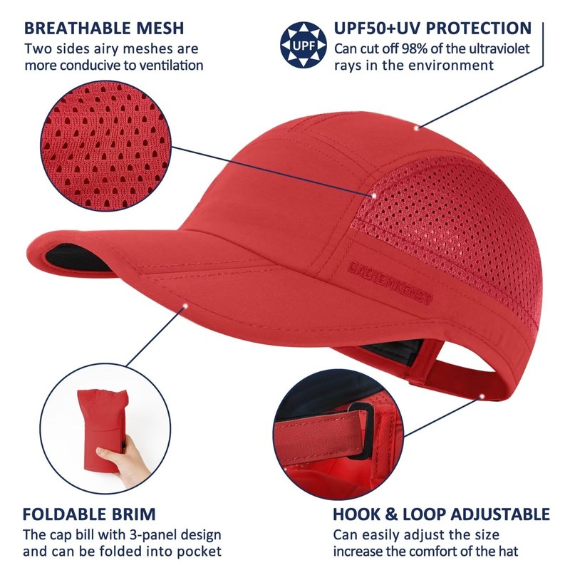 GADIEMKENSD Folding Outdoor Hat UPF 50+ Sun Protection Mesh Sports