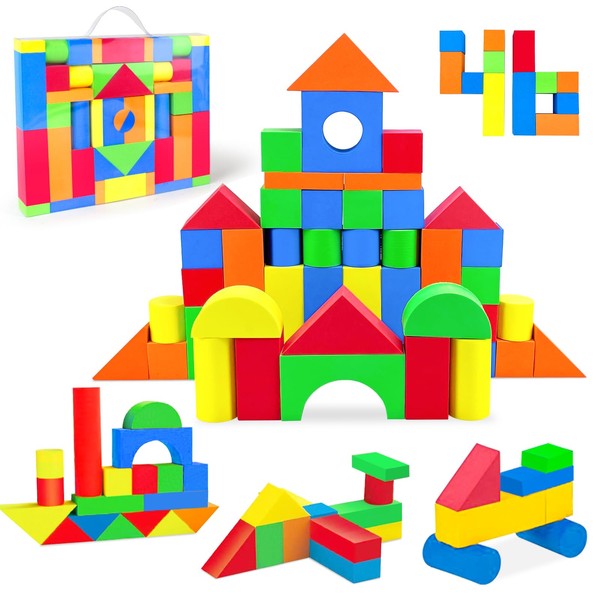 Tcvents 46pcs Building Blocks Soft EVA Material Blocks DIY Bath