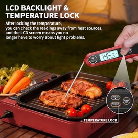 DOQAUS Termómetro digital de carne con doble sonda, termómetro de lectura instantánea para cocinar con luz de fondo y alarma, respuesta rápida 3s, son