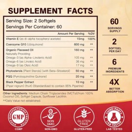 Coq10 600mg Con 120 Softgels Salud Corazon Hecho En Usa Sabor Sin Sabor