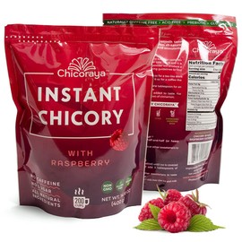 CHICORAYA Instant Chicory Cofee - Best for Decaf and Diet - Keto & Vegan Beverage Blend - Coffeine-Free Cofee Substitute Alternative - Roasted Root Powder, No Sugar (Raspberry, 14.1 oz)