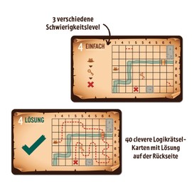 moses. Mission Gold, Puzzle Logico con Fattore di dipendenza da Viaggio, 40 Carte riutilizzabili con Penna, compiti di Pensiero in 3 Livelli di difficoltà per Ragazzi e Adulti