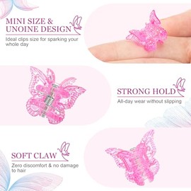 BEBEEPOO - Mini clips de mariposa brillantes, pinzas para el cabello con purpurina, accesorios coloridos para el cabello para niñas y mujeres, lindos 