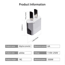 Small European to American Outlet Plug Adapter, Universal Input Europe/Asia to USA/Canada Travel Power Plug Adapter, 1-Pack, White