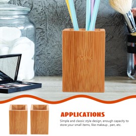 SEWACC 2pcs Pen Container Bamboo Brush Pot Stationery Organizer Pencil Holder for School Office Home Decor