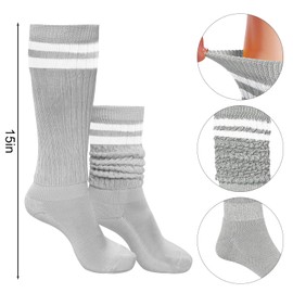 phnydreg Slouch Socks Gray Striped Slouch Socks Scrunch Socks for Women Girls 90s Party