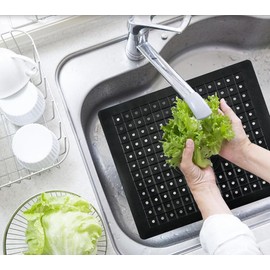 Ruikcoll Sink Liner, Sink Liner, Rubber Dish Drying Mat, Kitchen and Bathroom, Black, 31 x 26 cm, Pack of 2