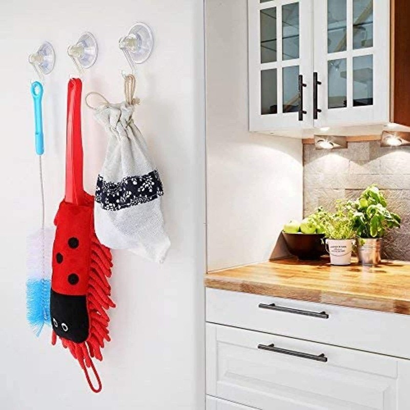 1st Choice Clear Plastic Suction Cup Hooks, 12 Pack Ultra