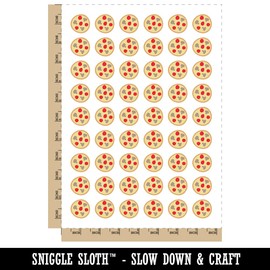 Pepperoni Mushroom Pizza Doodle Temporary Tattoo Water Resistant Fake Body Art Set Collection - 54 1" Tattoos (1 Sheet)