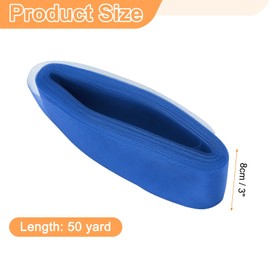 HARFINGTON Stiff Horsehair Braid 50 Yards 3 Inch Soft Horsehair Trim for Polyester Boning Sewing Wedding Dress Dance Gown Shaping Trimming, Blue