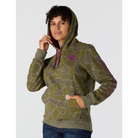 Carhartt Women's Relaxed Fit Midweight Logo Sleeve Graphic Printed Sweatshirt, Dusty Olive Vintage Camo, Medium