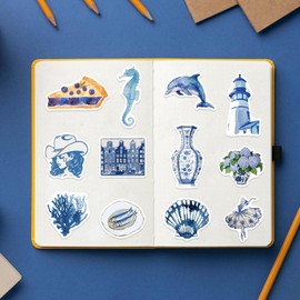 PNGIF Blue Aesthetic Stickers Pack of 50 Waterproof Graffiti Vintage Fantasy Stickers for Suitcase MacBook Laptop Journal Scrapbook Kindle Fridge Skateboard Bicycle
