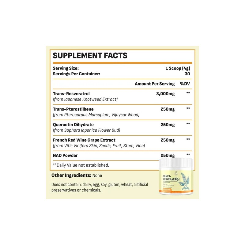 Trans Resveratrol 4000 Mg Nad Nicotinamida Quercetina Natura