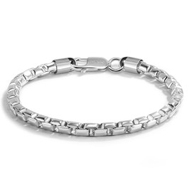 H&Beautimer Men Box chain Bracelet 925 Sterling Silver 4.5mm-6.5 "7 "7.5" 7.5" 8" 8.5" 9" Solid Cuff Chain Bangle Link Fashion Jewelry Gift (8)