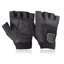 WEIGHT LIFTING PADDED LEATHER GLOVES - W035 - FITNESS TRAINING BODY BUILDING GYM SPORTS & WHEEL CHAIR USE SIZE (MEDIUM)