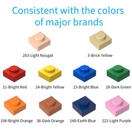 Pixel Bricks Mosaic Art Pieces Compatble with Major Brands, 1x1 Plate 1000 Pieces 3024 Brick, 10 Colors, DIY for Pixel Mosaic Art