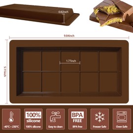 Zorazio Extra Large Dubai Chocolate Bar Mold 2Pack, Dubai Chocolate Bar Mold Deep, 1Inch Deep Chocolate Bar Mold for Dubai Chocolate Bar Pistachio, Silicon Chocolate Mold for Stuffed Bar Knafeh