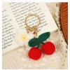 Luhaomisky 1 Pcs Red Cherry Keychain Handmade Weaving Cute Flower