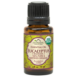 US Organic 100% Pure Eucalyptus Essential Oil (Radiata) - USDA Certified Organic, Steam Distilled - W/Euro droppers (More Size Variations Available) (15 ml / .5 fl oz)