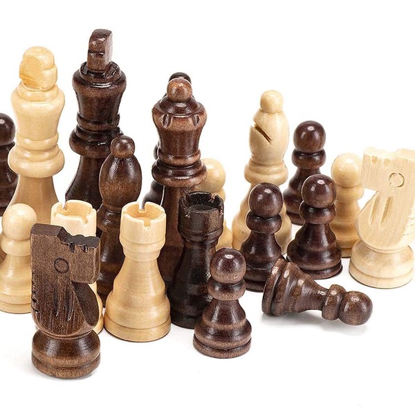 AMEROUS Magnetic Wooden Chess Pieces, Tournament Staunton Wood Chessmen Pieces Only, 3.03" King Figures Chess Game Pawns Figurine Pieces with 2 Storage Bags, Replacement of Missing Pieces