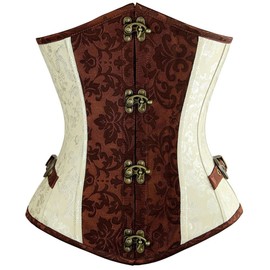 Steampunk Underbust Corset Brocade Waist Trainer Cincher Body Shaper Bustier Top XL