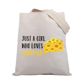 PLITI Funny Cheese Gift Just A Girl Who Loves Cheese Tote Bag For Cheeses Lover Gifts Cheese Fans Gift Food Lover Gift (Girl love cheese TGU)