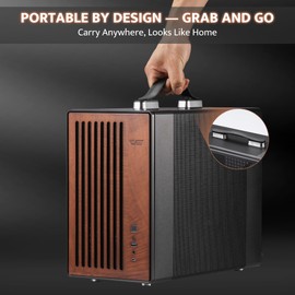darkFlash Portable Micro-ATX PC Case with Handle, 1 ARGB PWM Fans, with Walnut Wood, Type-C, Support 240 AIO, H165mm Cooler, Simple Compact Desktop (WD200, Black)