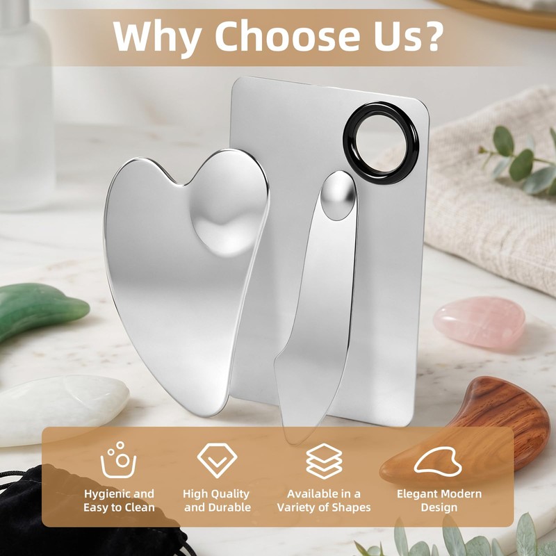 Carehabi Gua Sha Stainless Steel Set Gua Sha Face Tool
