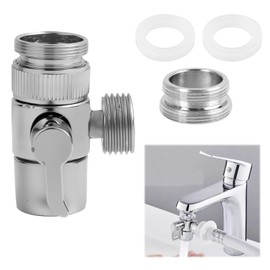 3-Way Brass Switching Valve for Taps, Tap Diverter Tap Adapter, 3-Way Valve Water Tap, Tap Diverter for Kitchen and Bathroom, Easy Installation, Corrosion Resistant