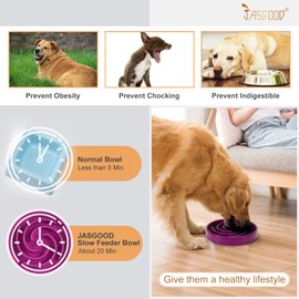 JASGOOD JASGOOD Slow Feeder Dogs Bowl for Large Medium Dogs,Anti-Gulping Pet Slower Food Feeding Bowls Stop Bloat,Preventing Choking Healthy Design Dogs Bowl