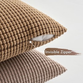 MIULEE Cushion Covers Striped Corduroy Fabric Square Throw Pillow Cover Decorative Pillowcases with Invisible Zipper for Sofa Chair Couch Bedroom 18x18 inch 45x45cm 4 Pieces Orange Series