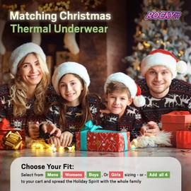 Rocky Christmas Reindeer Thermal Underwear - Pajamas Sets For Full Family (Men, Women, Boys & Girls) Long Sleeve Matching Merry Xmas Top And Bottom PJs (Girl - Medium)