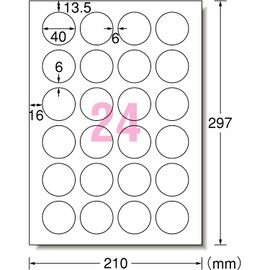 A-One 29223 Inkjet Label Stickers, Glossy Paper, A4, 10 Sheets, Round 1.6 inches (40 mm), 24 Labels/Sheet