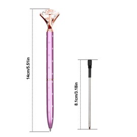 Ball Pens with Big Diamond, 4Pcs Crystal Ballpoint Pen Metal Ballpoint Pen Big Diamond Pens Fashion Ballpen Office Supplies with Refills for Women Coworkers School Stationery - 1.0mm Medium Nib
