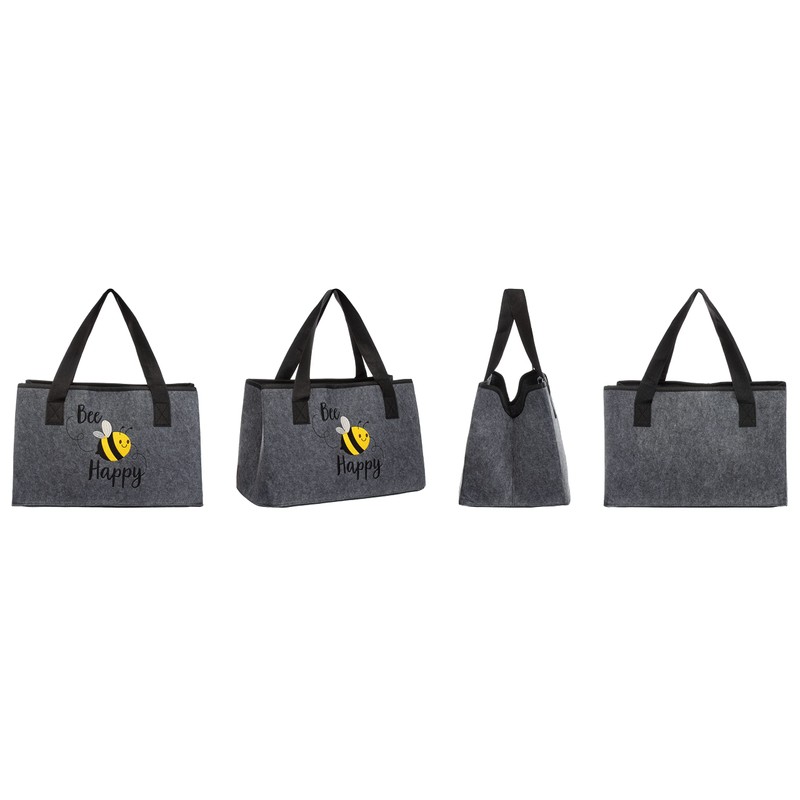Brandsseller Bee Happy Felt Bag, Leisure Bag, Practical Shopping Bag,