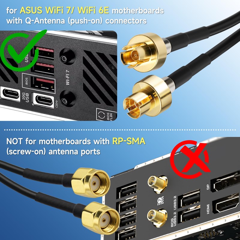 Eightwood WiFi 7 Gaming Motherboard Antenna for ASUS PC, Magnetic