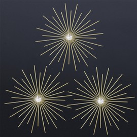 sxnzequnze - Juego de 3 unidades de 3 piezas doradas con diamantes de imitación para decoración de pared de metal con diseño de luz radiante para sala de estar, recámara, baño, cocina, diamantes