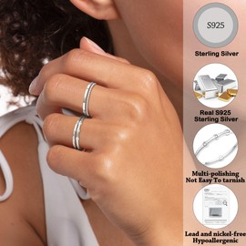 WEDDINEN S925 Sterling Silver Rings for Women,Dainty Stackable Silver Thumb rings for Women Non Tarnish,Silver Band Waterproof Rings Anillos Para Mujer Womens Rings size 6