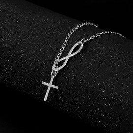Merdia Infinity Cross Necklace Faith Hope Infinity Love Cross Pendant Necklace for Women Teen Girls Christian Birthday Christmas Baptism Easter Gift