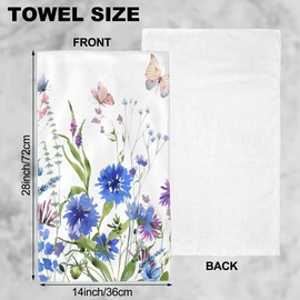 Wotinsi Hand Towels Set of 2 Wildflowers and Butterfly Towels for Bathroom Soft Absorbent Decorative Hand Bath Towels Dish Towels for Kitchen Sports Gym Yoga Home Decor 14 x 28 in