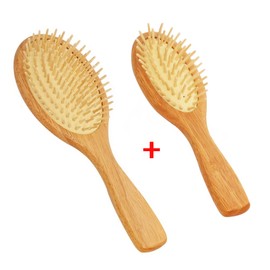 Chilsung Industries Wood Oval Cushion Brush Large + Small Set Hair Brush Hair Comb