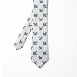 Ambesonne Men's Tie, Siberian Husky Puppy, 3.7", Blue Grey