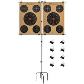 EZYoutdoor Adjustable Shooting Target Stand – Portable Practice Holder with 8 Clips, Dual Target Setup for Indoor and Outdoor Shooting Range
