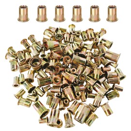 1/4"-20 Rivet Nut Rivnut RIV Nuts - Napia 100pcs 1/4 20 UNC Rivet Nuts Kit, Carbon Steel Flat Head Hardware Nuts Threaded Inserts for Metal