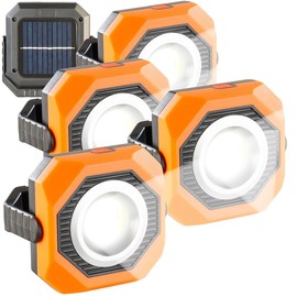 PEARL Solar LED Work Light: Set of 4 Solar Camping & Work Lamps, 6 W, 300 lm, 1,200 mAh, Magnet (COB LED Work Light, Camping Light, Solar LED)
