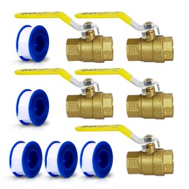 CMI Inc - 1-1/2" Brass Ball Valve, Female Threaded Full Port, NPT Water Shut-Off Valve with Handle for Irrigation, For Hot & Cold Pipes, Home Pool Commercial use - 5 Pack