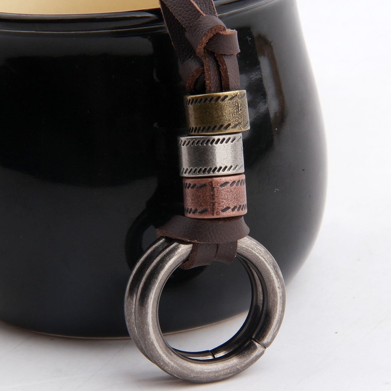 ENSIANTH Glasses Holder Necklace O-Ring Adjustable Leather Cord Necklace, A,