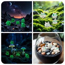 FASHEWELRY 50Pcs Glow in the Dark Alien Figurine Tiny Resin Figures Small Cute Rave Trinkets Cabochons for DIY Landscape Home Office Desk Fairy Garden Dollhouse Decor