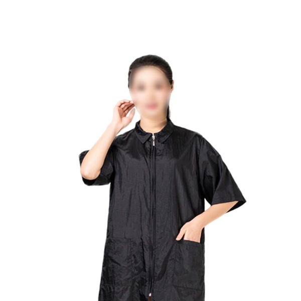 Lurrose Hairdresser Care Smock Salon Client Dresses Capes Short Sleeve for Men Women for Hair Styling (Black)