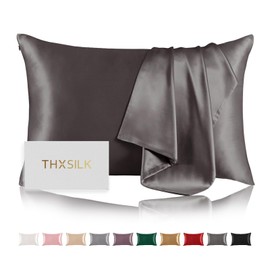THXSILK Silk Pillowcase with Hidden Zipper, Highest Grade 6A, OEKO-Certified, 100% Silk, Double Sided, For Beautiful Hair and Skin, Sensitive Skin, Sleep Support, Reduces Sleep Wrinkles, Anti-Static